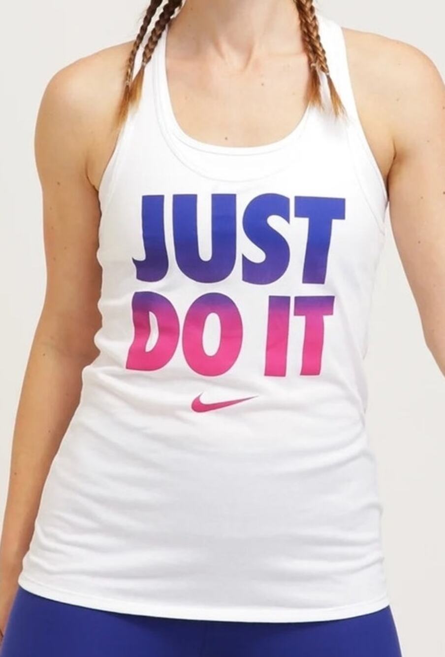 Nike Women's Medium White Purple Pink Dri Fit Scoop Neck Sleeveless Tank Top